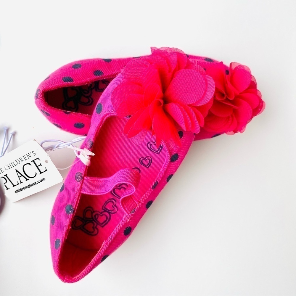 Nwt Pink Polka Dot Flower Flats Girls Size 5 - Picture 9 of 13